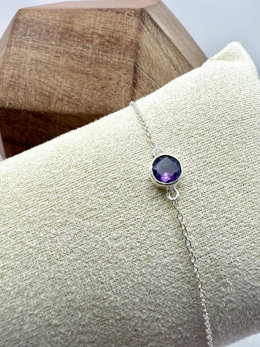 Amethyst (6mm) Bracelet Sterling Silver 925