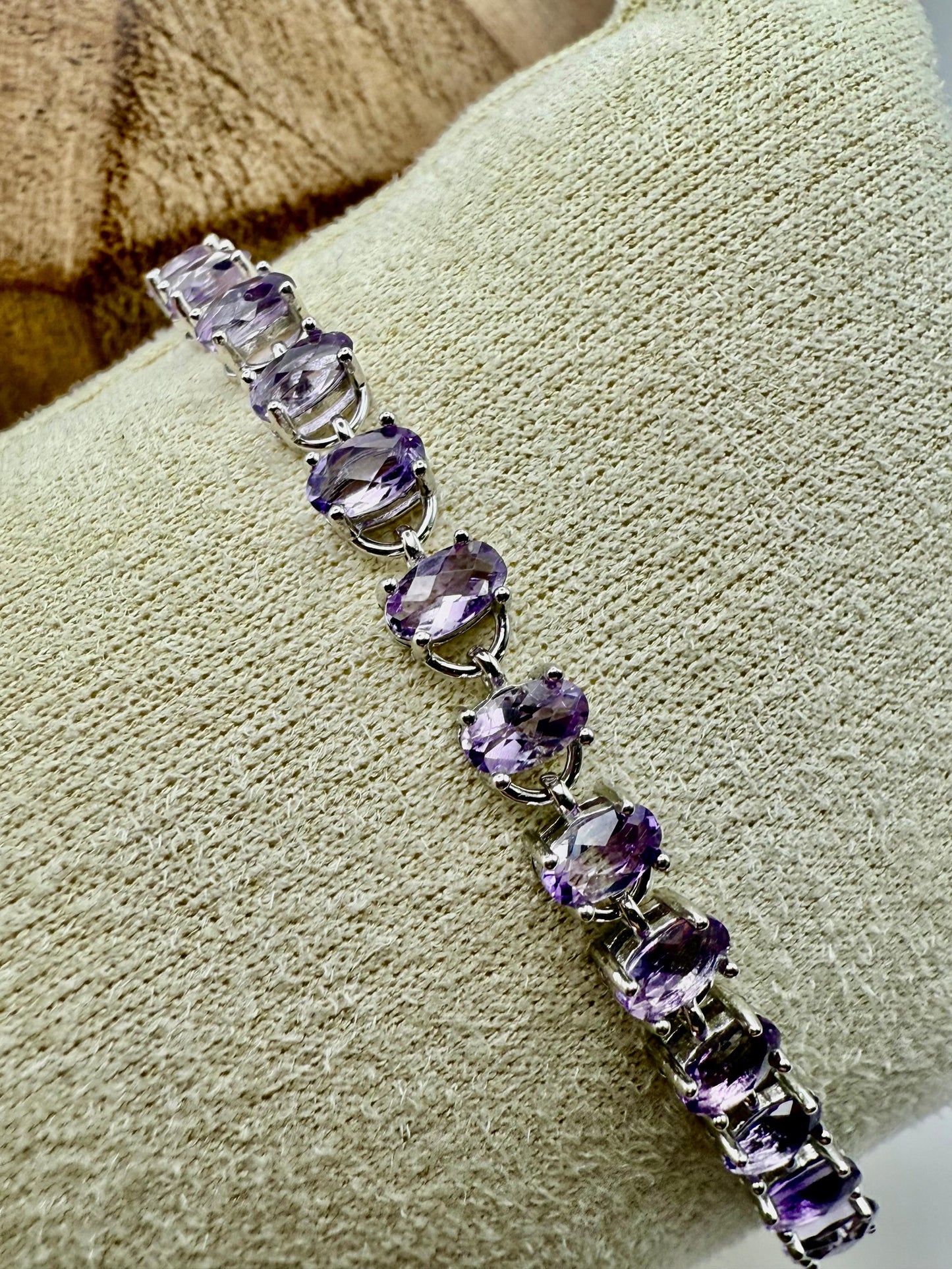 Oval Amethyst Bracelet Sterling Silver 925