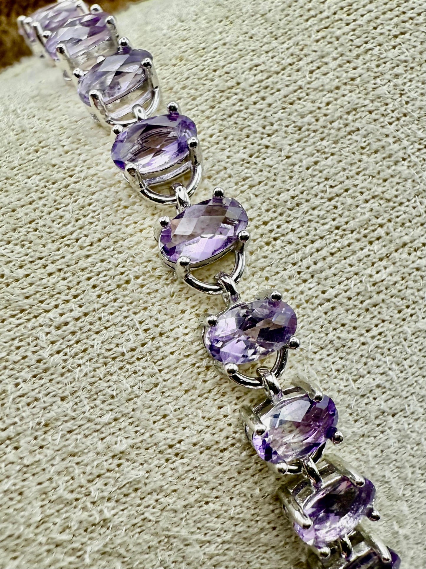 Oval Amethyst Bracelet Sterling Silver 925