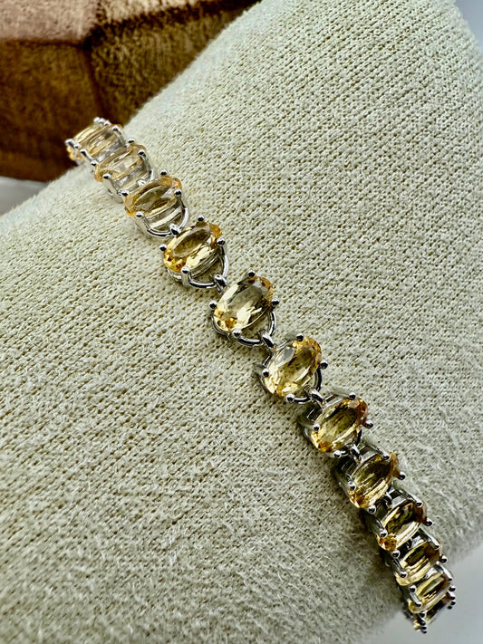 Oval Citrine Bracelet Sterling Silver 925