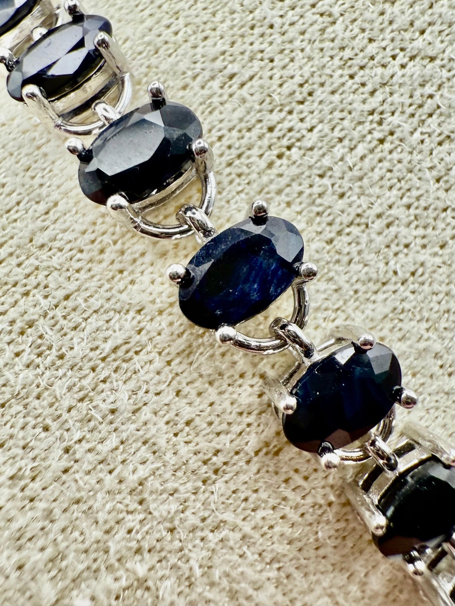 Oval Sapphire Bracelet Sterling Silver 925