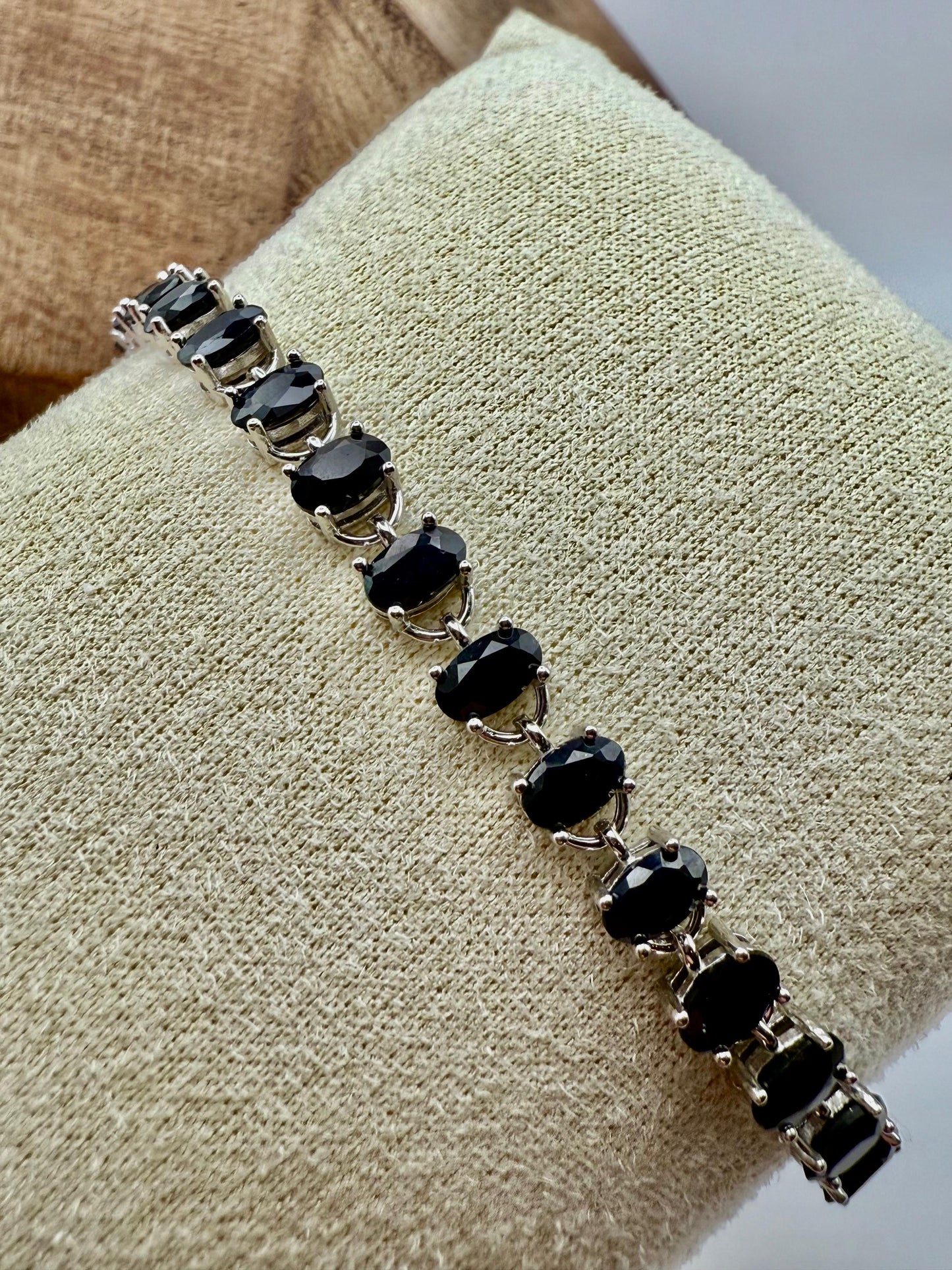 Oval Sapphire Bracelet Sterling Silver 925