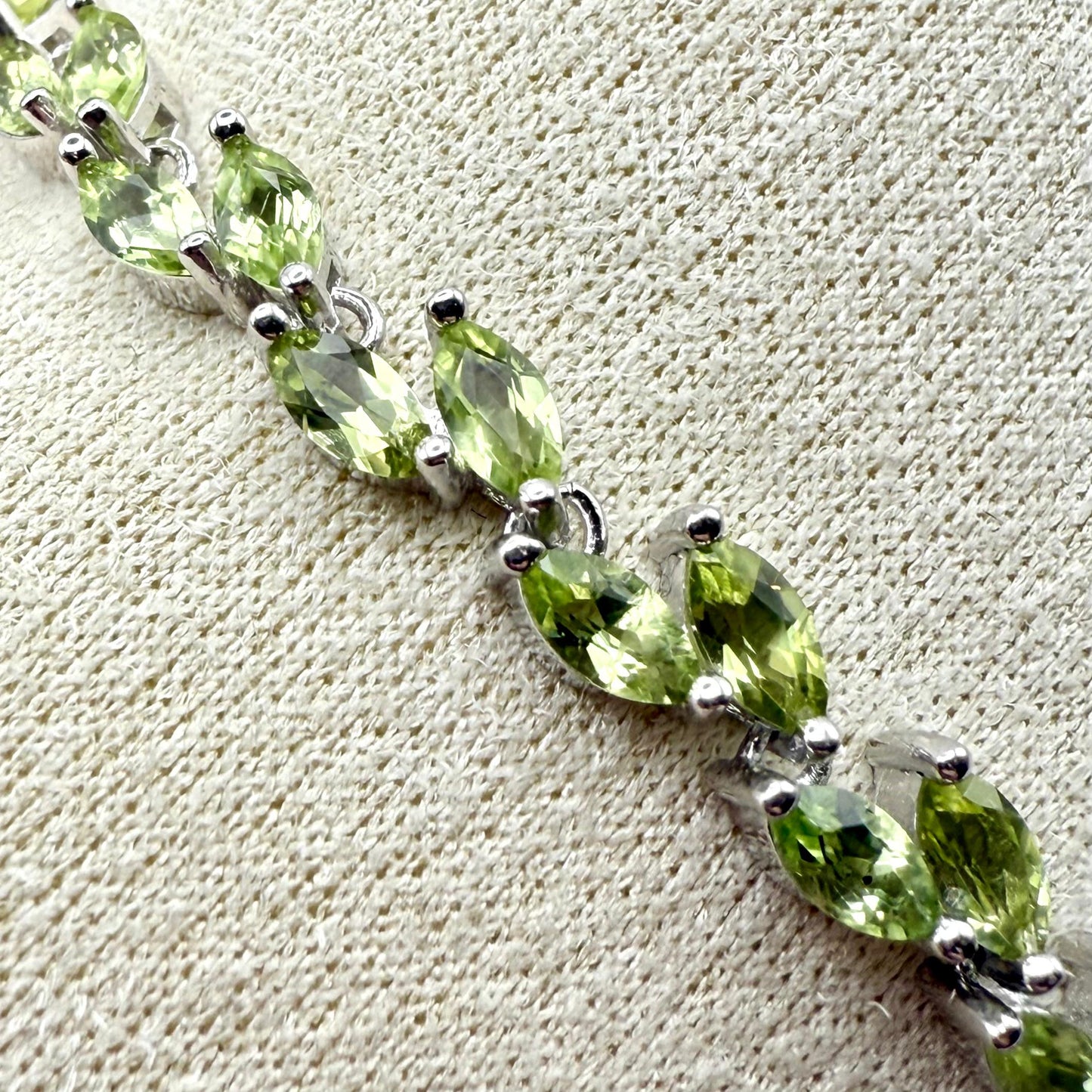 Marquise cut Peridot Bracelet Sterling Silver 925