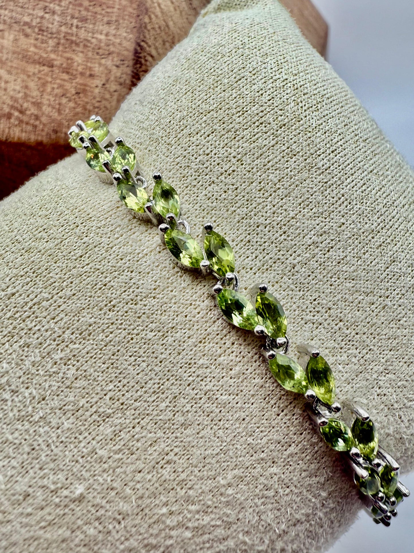 Marquise cut Peridot Bracelet Sterling Silver 925