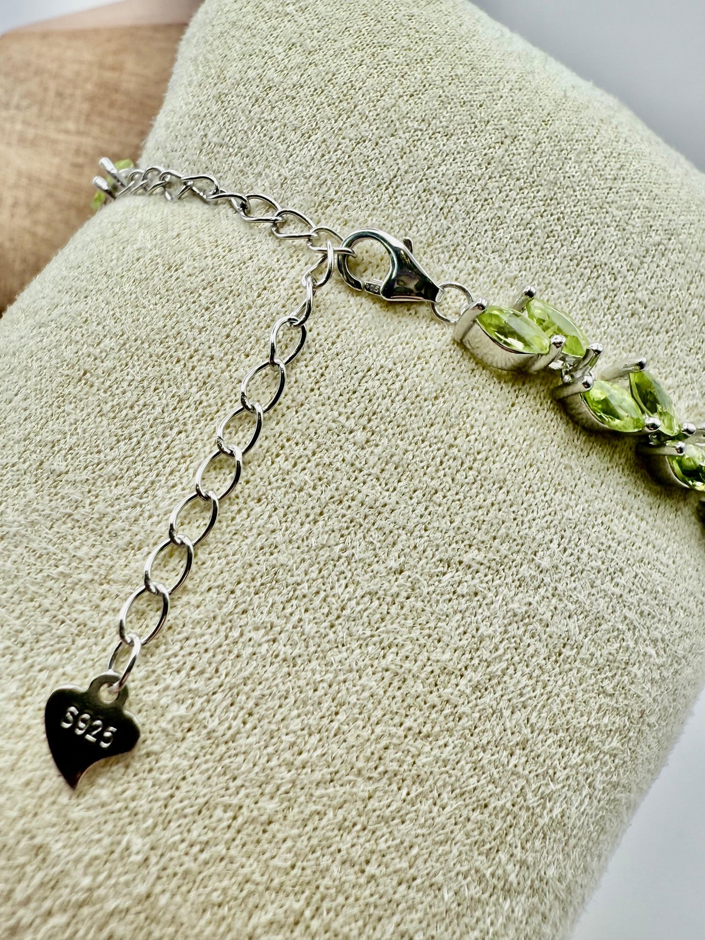 Marquise cut Peridot Bracelet Sterling Silver 925