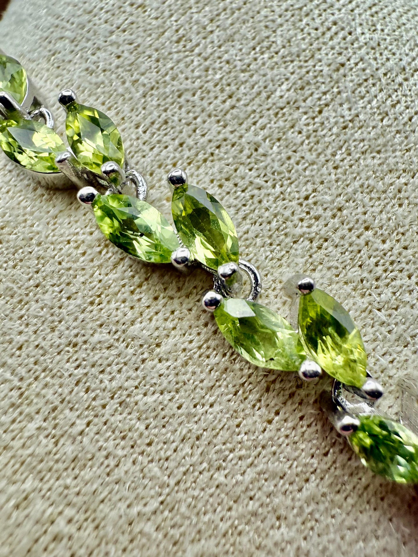 Marquise cut Peridot Bracelet Sterling Silver 925