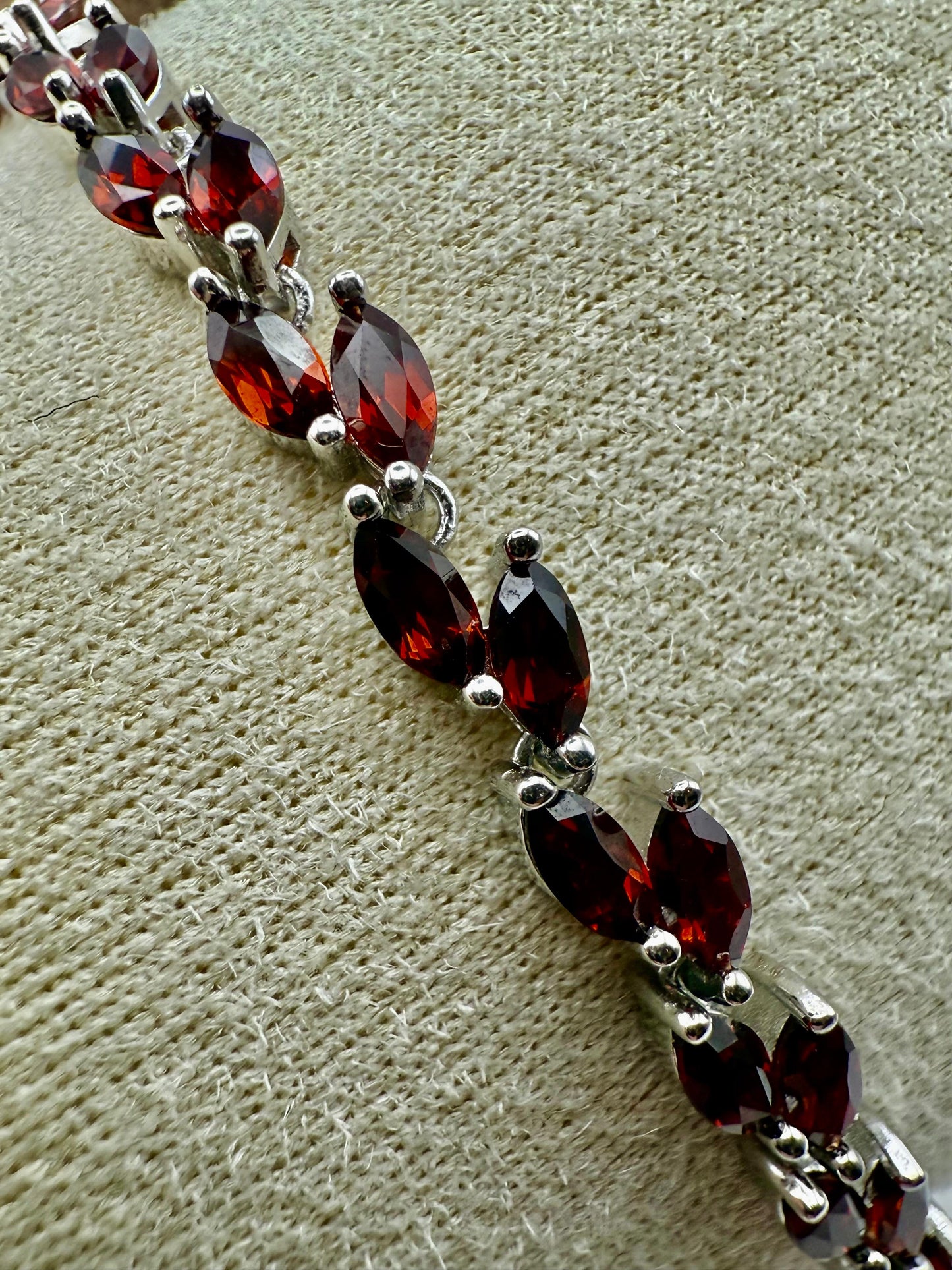 Marquise cut Garnet Bracelet Sterling Silver 925