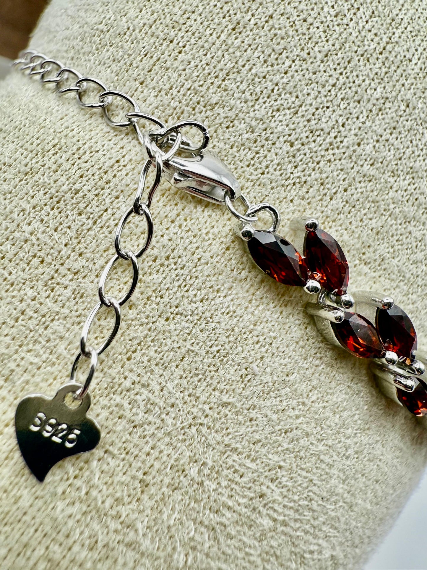 Marquise cut Garnet Bracelet Sterling Silver 925