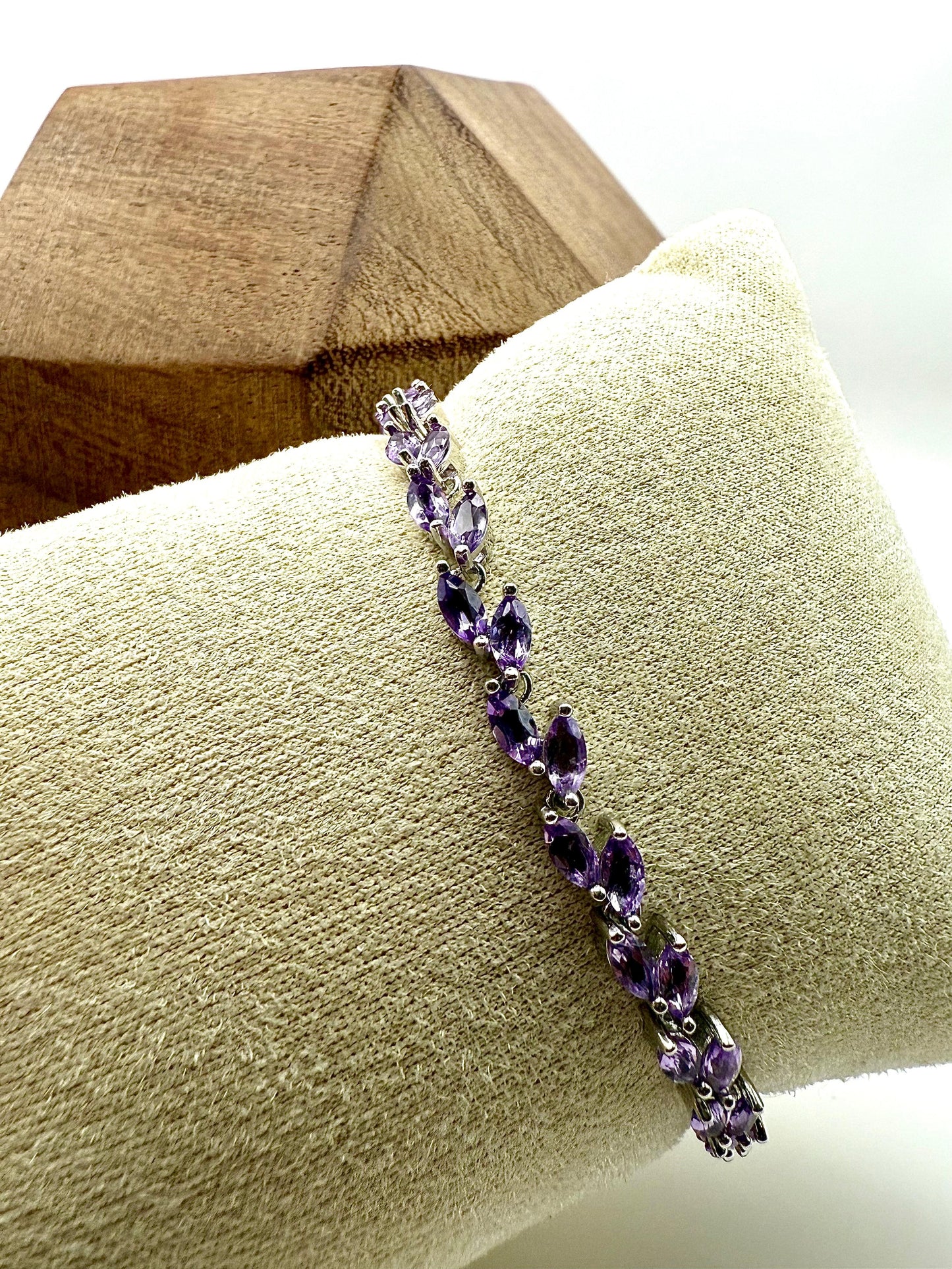 Marquise cut Amethyst Bracelet Sterling Silver 925