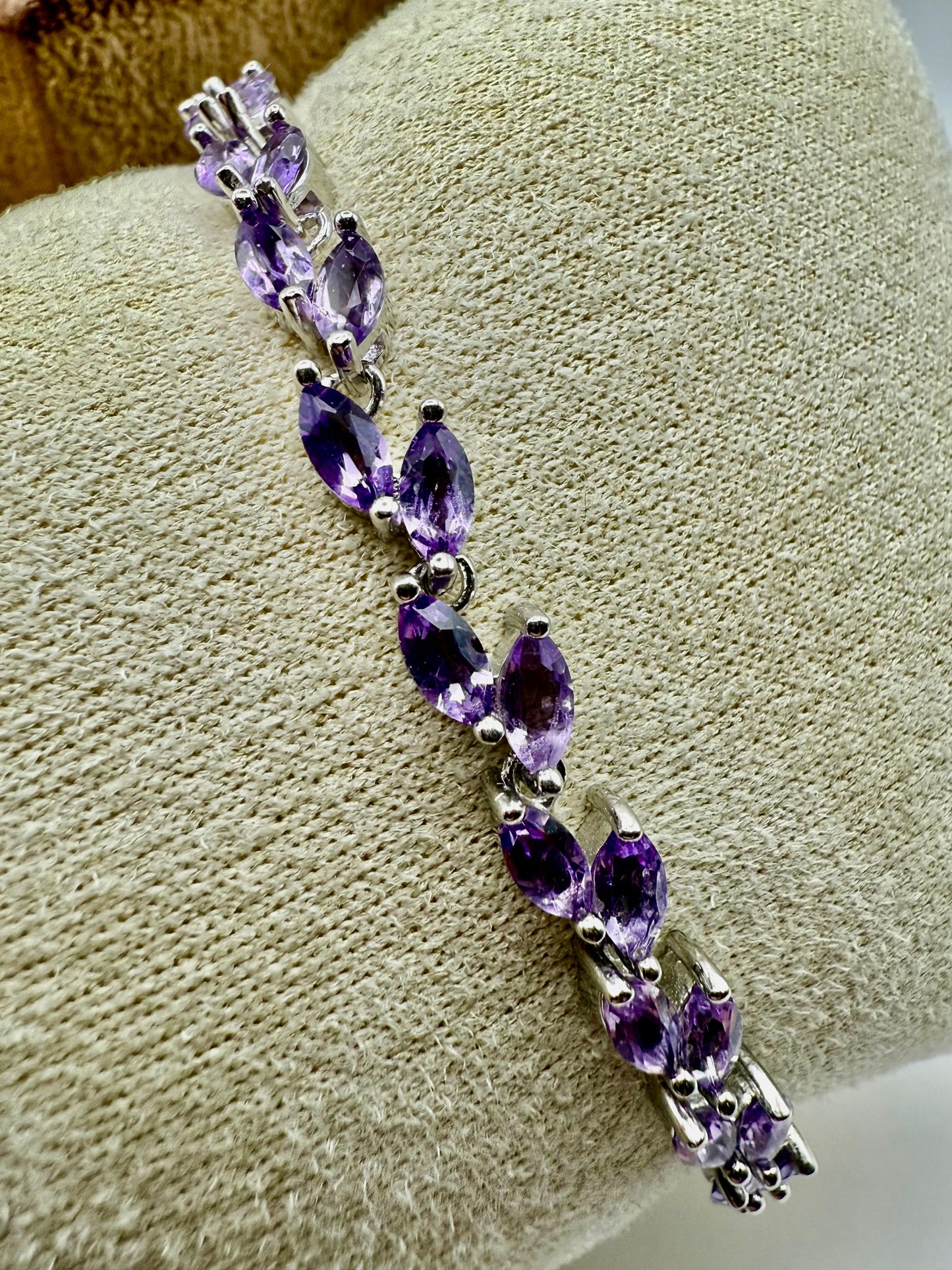 Marquise cut Amethyst Bracelet Sterling Silver 925