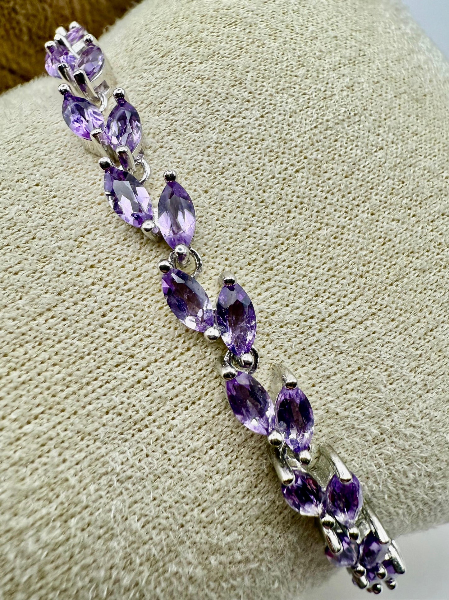 Marquise cut Amethyst Bracelet Sterling Silver 925