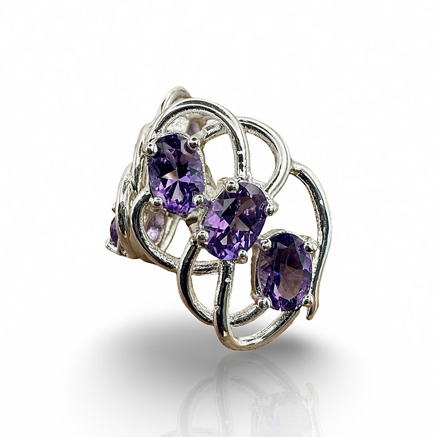 925 Sterling Silver Amethyst-Hued Earrings