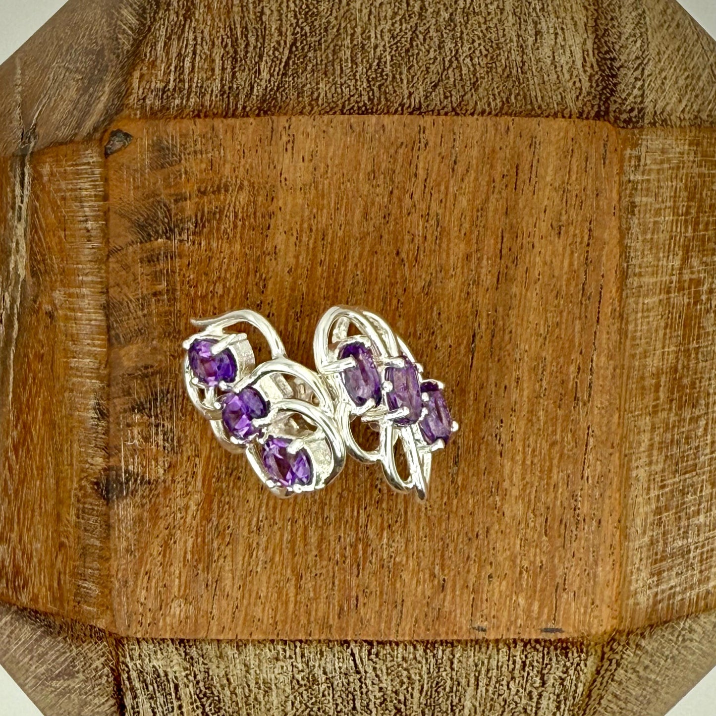 925 Sterling Silver Amethyst-Hued Earrings