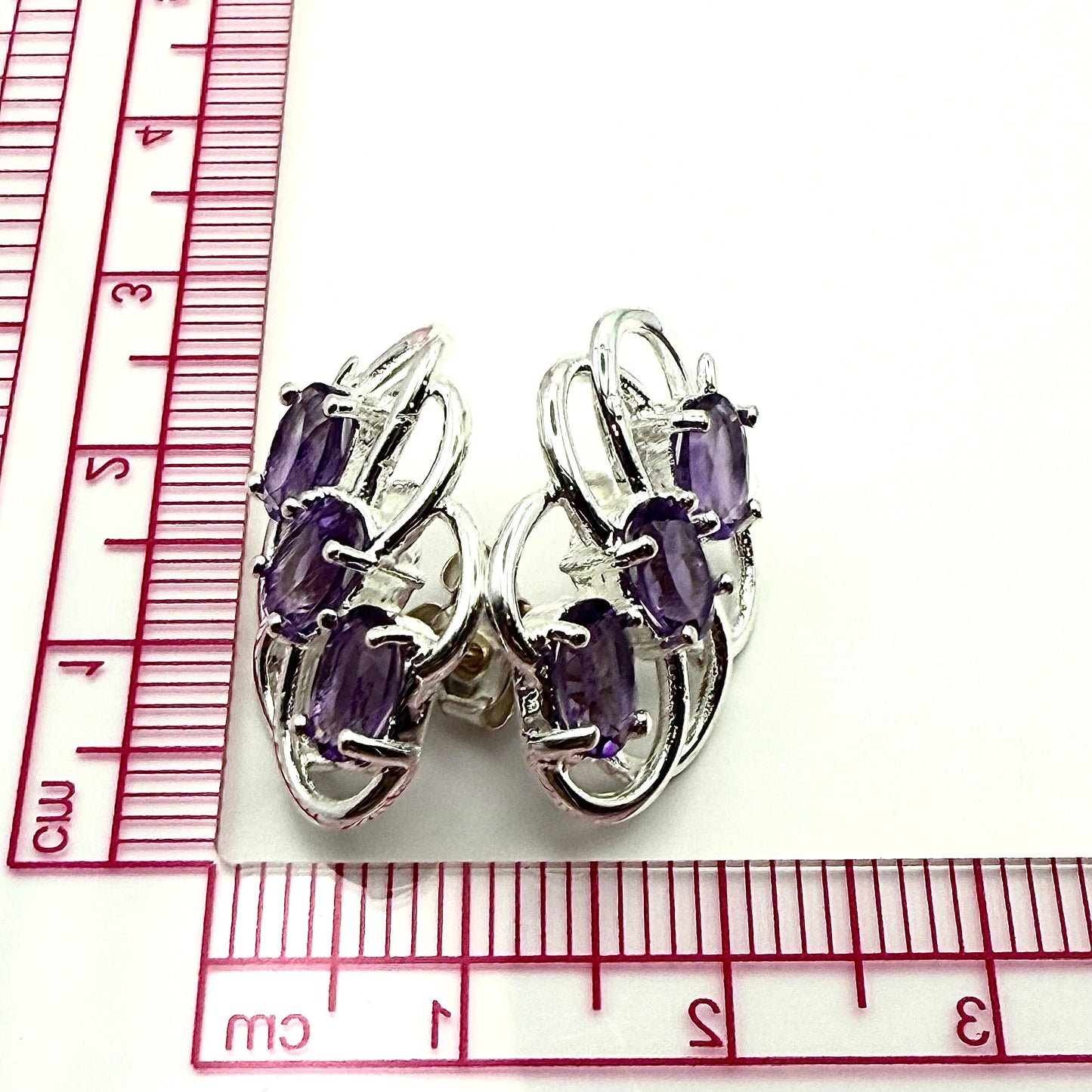 925 Sterling Silver Amethyst-Hued Earrings
