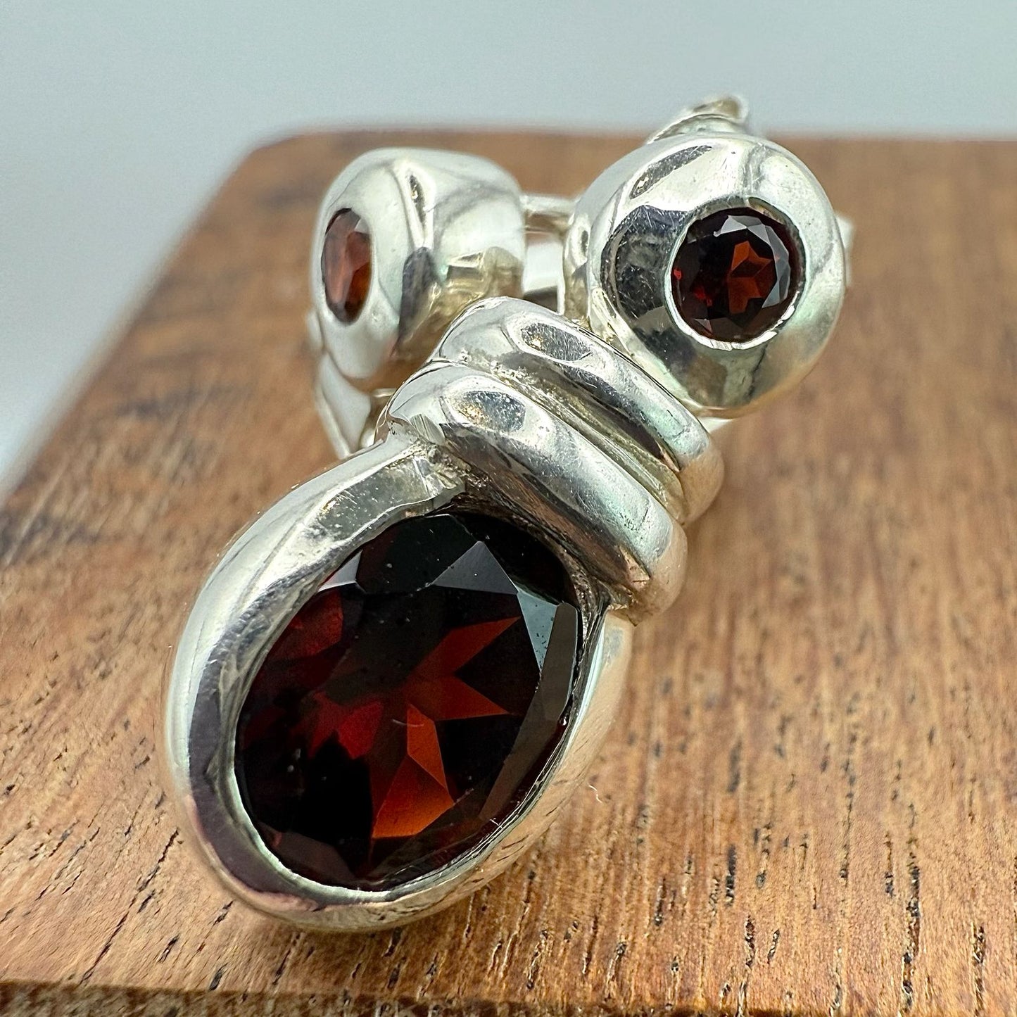 925 Sterling Silver Garnet Earrings