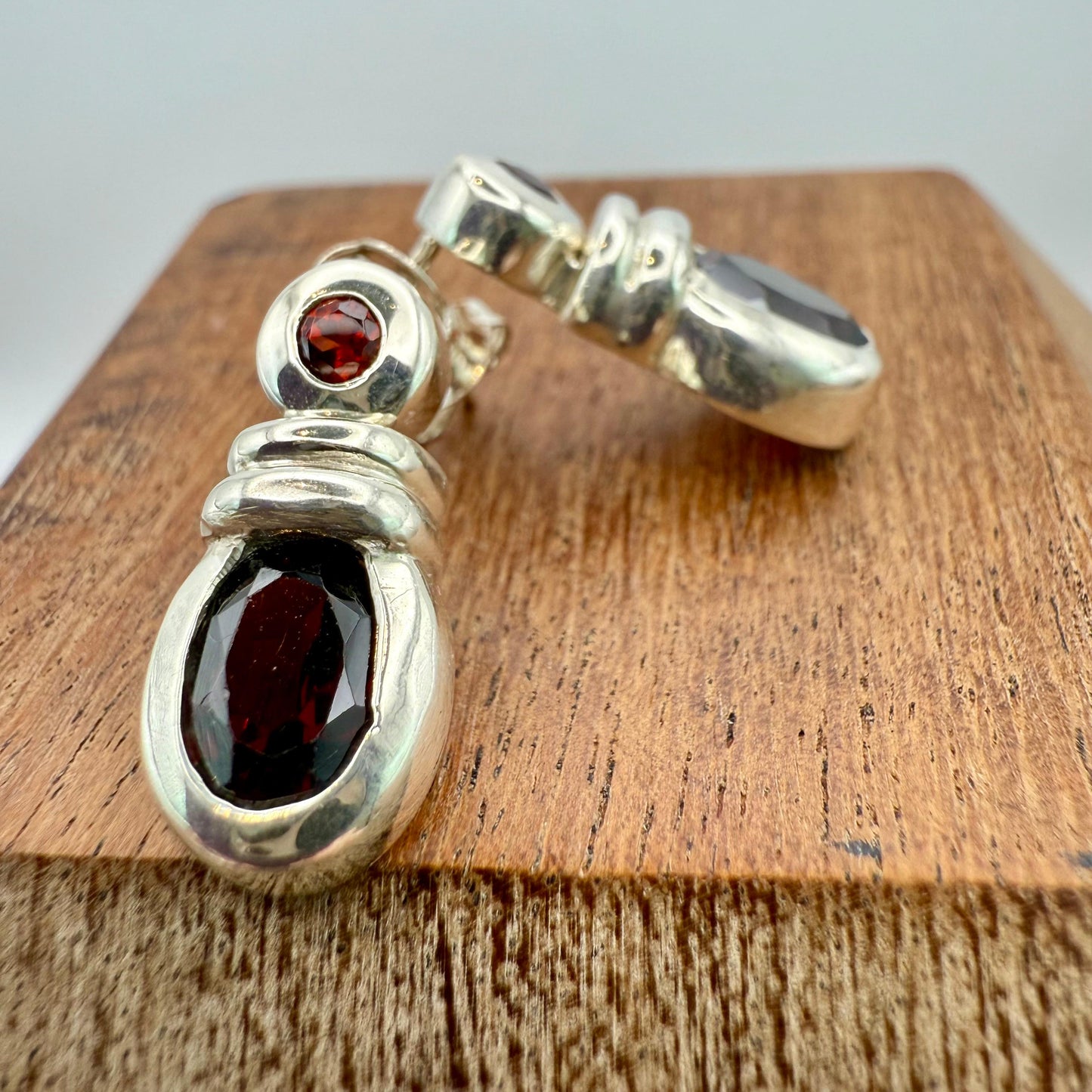 925 Sterling Silver Garnet Earrings