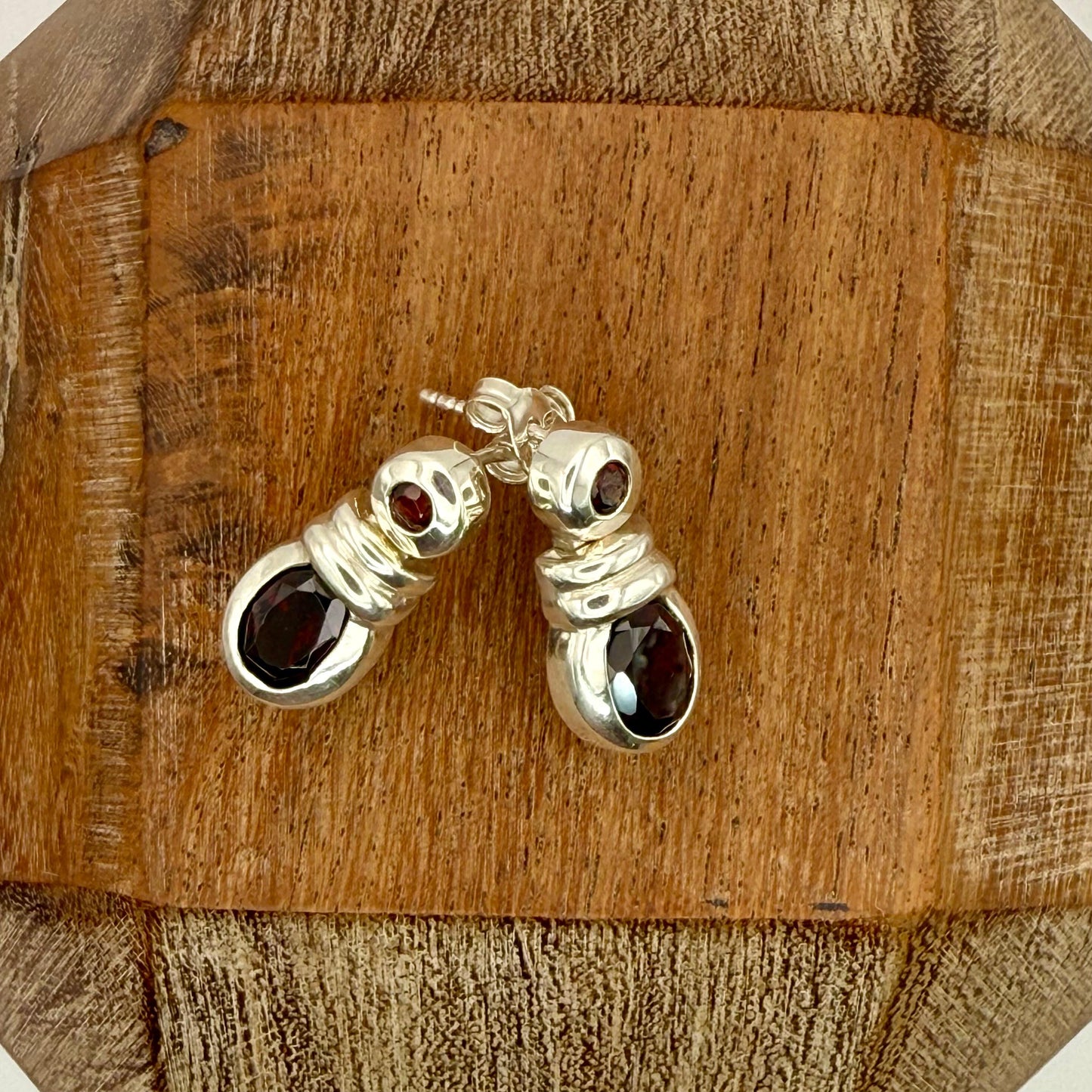 925 Sterling Silver Garnet Earrings