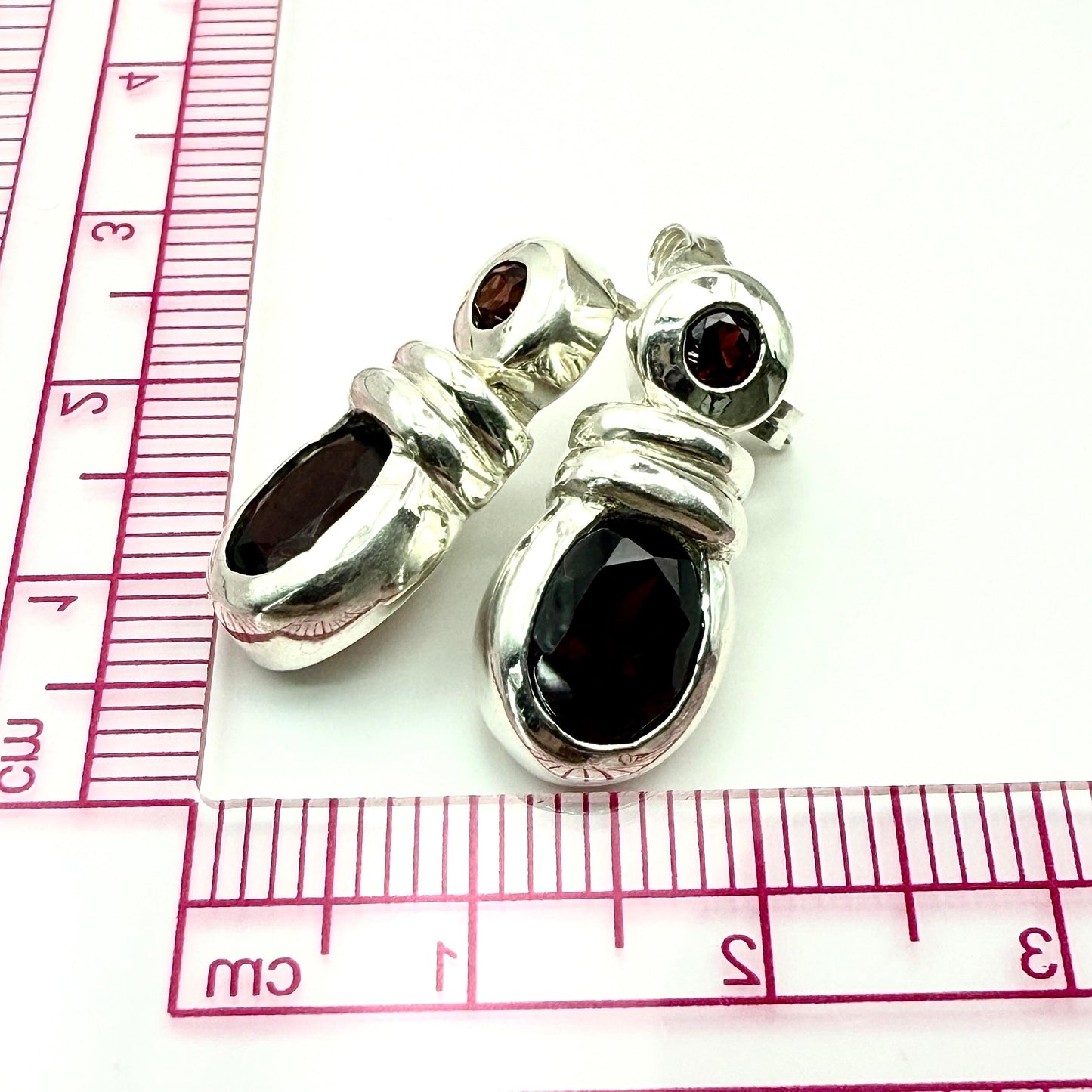 925 Sterling Silver Garnet Earrings