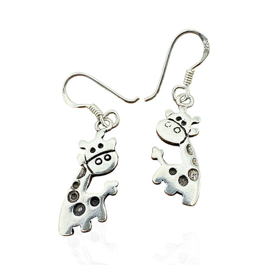 925 Sterling Silver Giraffe Earrings