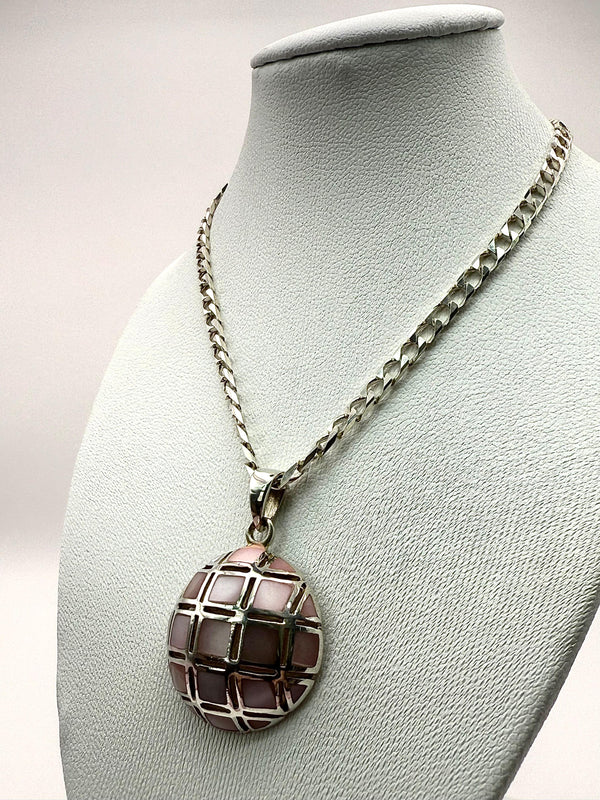 925 Sterling Silver 50cm Mother of Pearl Curb Chain Necklace