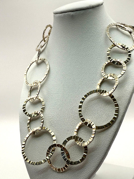 925 Sterling Silver 80cm Statement Disc Necklace