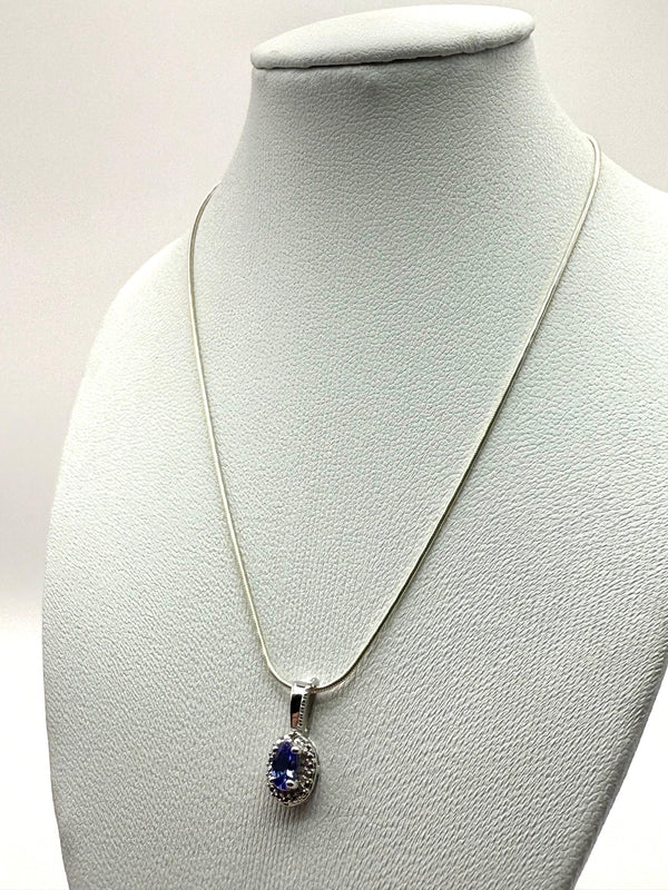 925 Sterling Silver 50cm Blue Violet C/Z Necklace