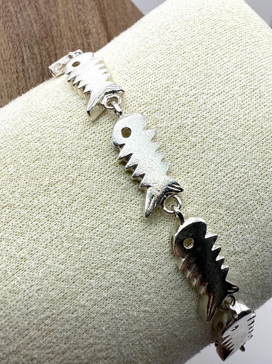 925 Sterling Silver 19cm Fish Bone Bracelet