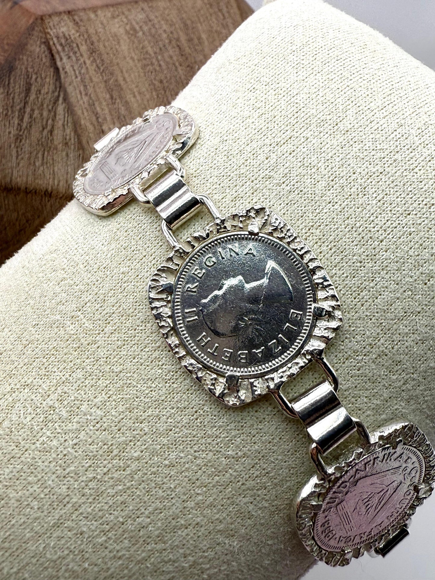925 Sterling Silver 18.5cm Coin Bracelet