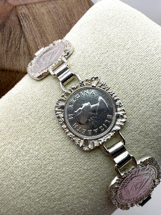 925 Sterling Silver 18.5cm Coin Bracelet