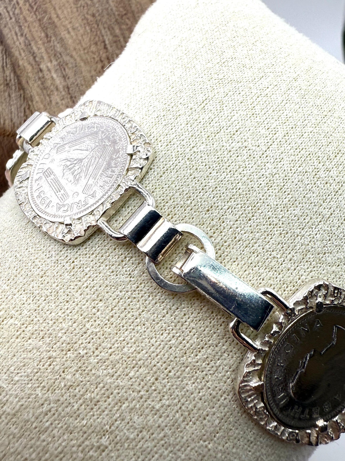 925 Sterling Silver 18.5cm Coin Bracelet
