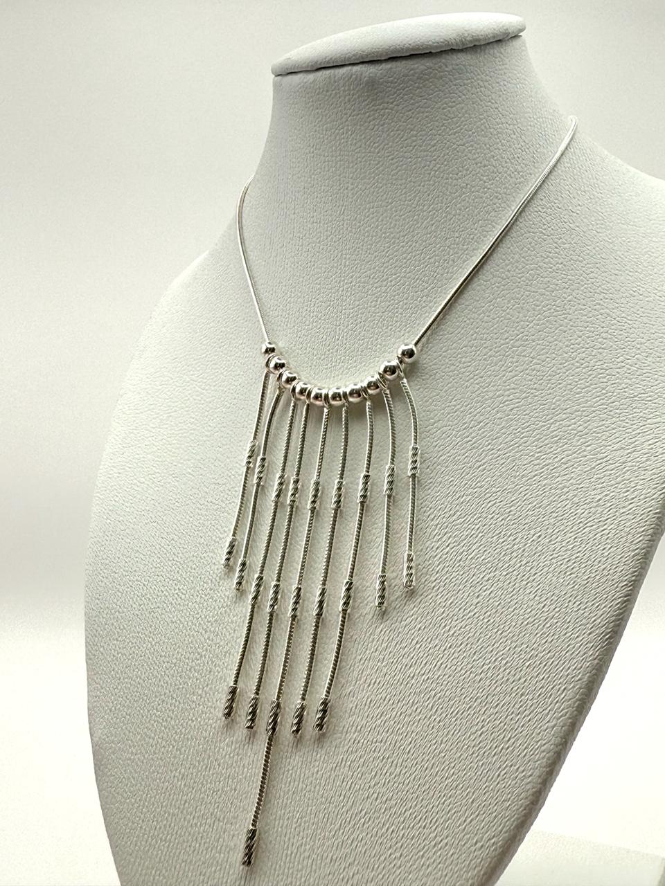 925 Sterling Silver 40cm Silver Rain Necklace