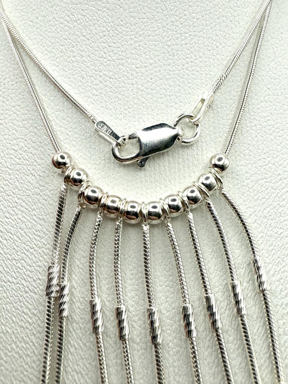 925 Sterling Silver 40cm Silver Rain Necklace