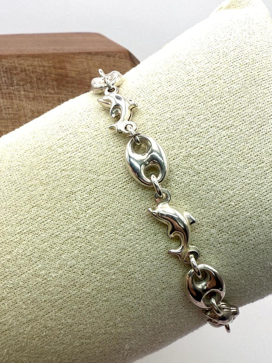 925 Sterling Silver Gucci Dolphin Link 18.5cm Bracelet