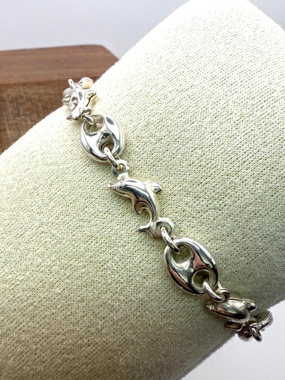 925 Sterling Silver Gucci Dolphin Link 18.5cm Bracelet