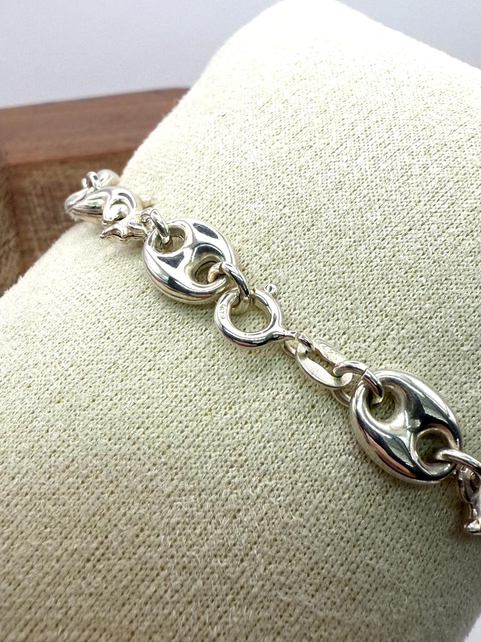 925 Sterling Silver Gucci Dolphin Link 18.5cm Bracelet