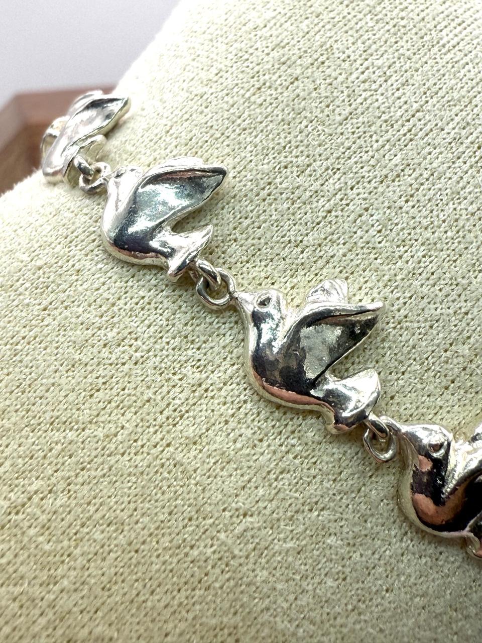 925 Sterling Silver Dove 17cm Bracelet