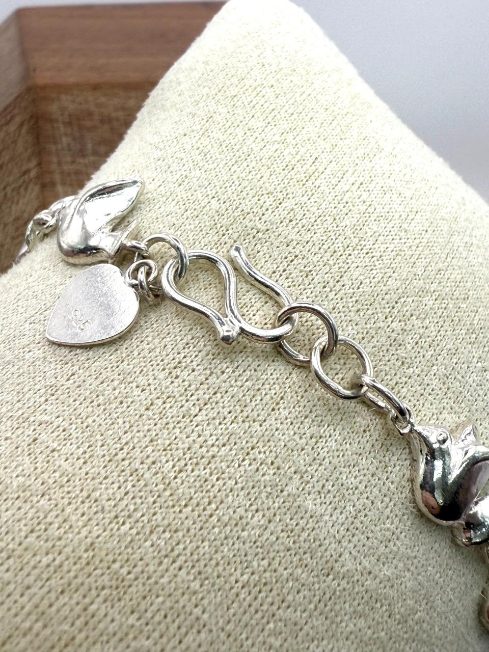 925 Sterling Silver Dove 17cm Bracelet