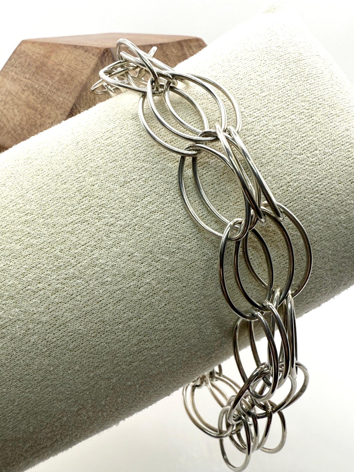 925 Sterling Silver 21cm Triple Link Bracelet