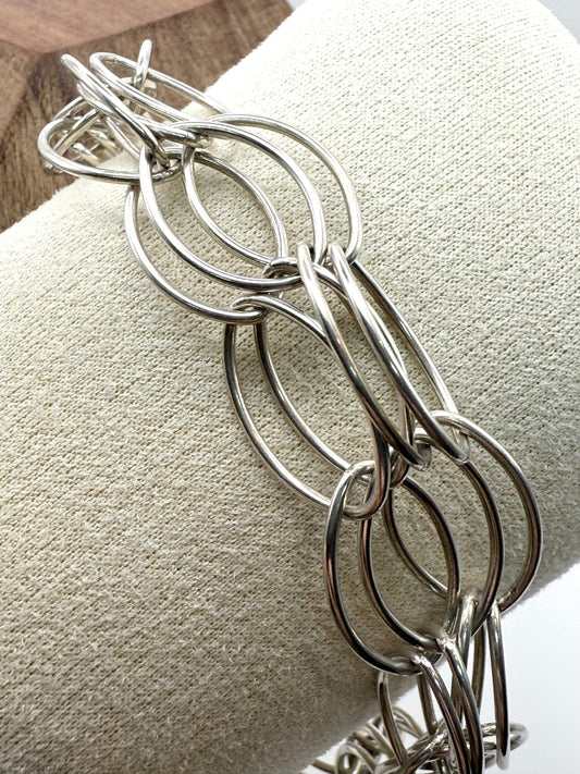 925 Sterling Silver 21cm Triple Link Bracelet
