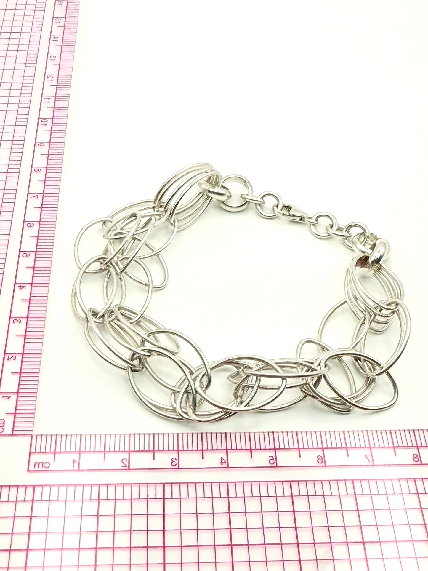 925 Sterling Silver 21cm Triple Link Bracelet