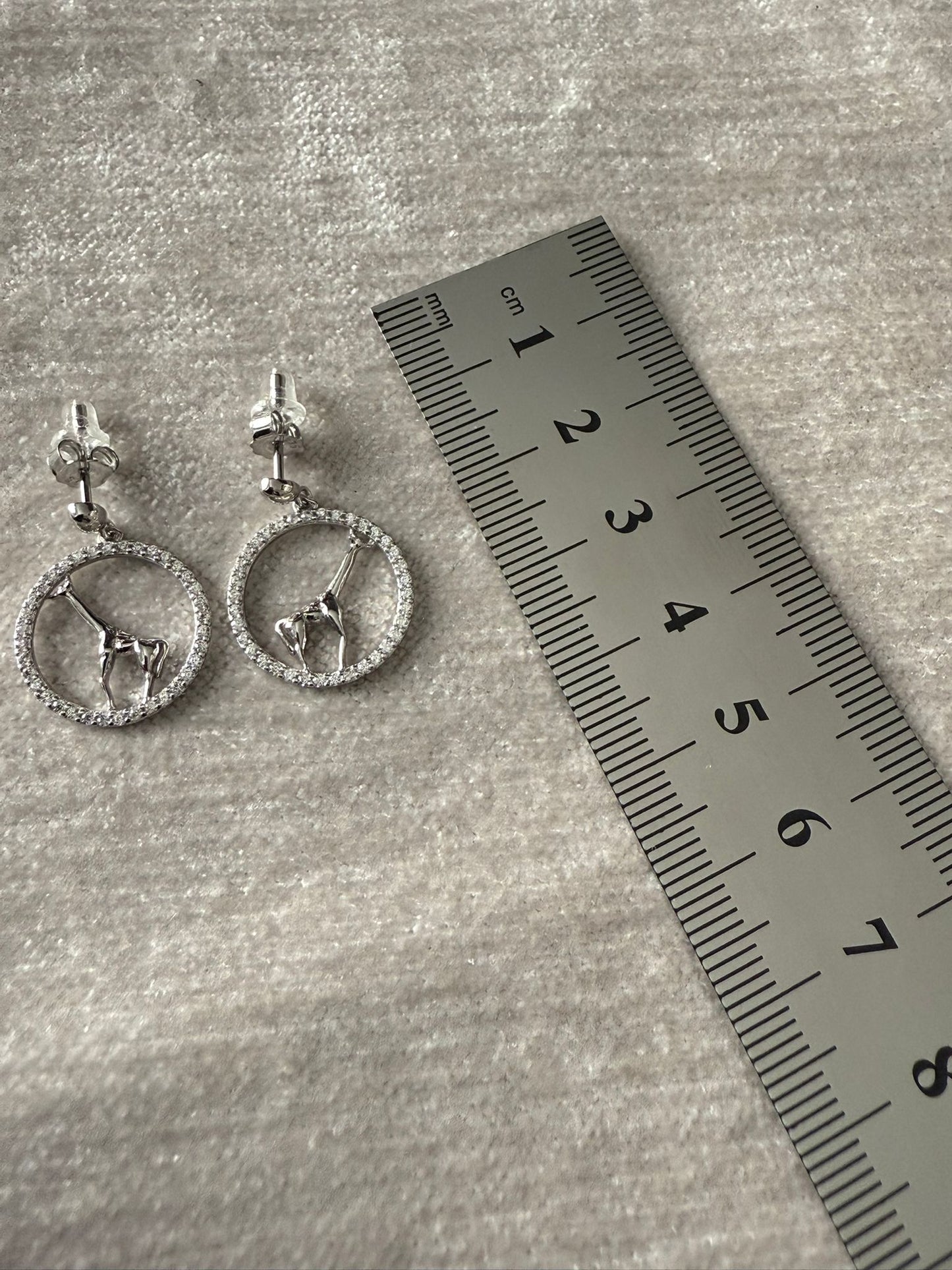 Cubic Zirconia Giraffe Earrings Sterling Silver 925