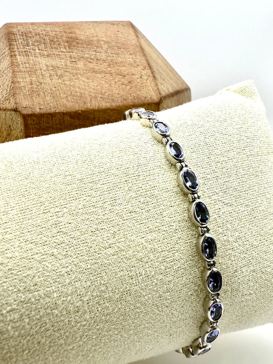 Oval cut Tanzanite Bracelet Sterling Silver 925