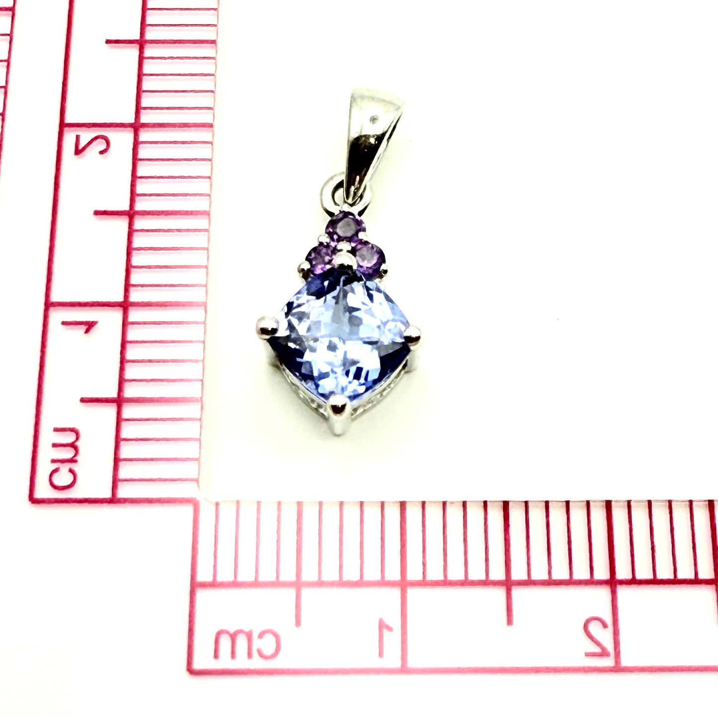 925 Sterling Silver Light Blue and Purple C/Z Pendant