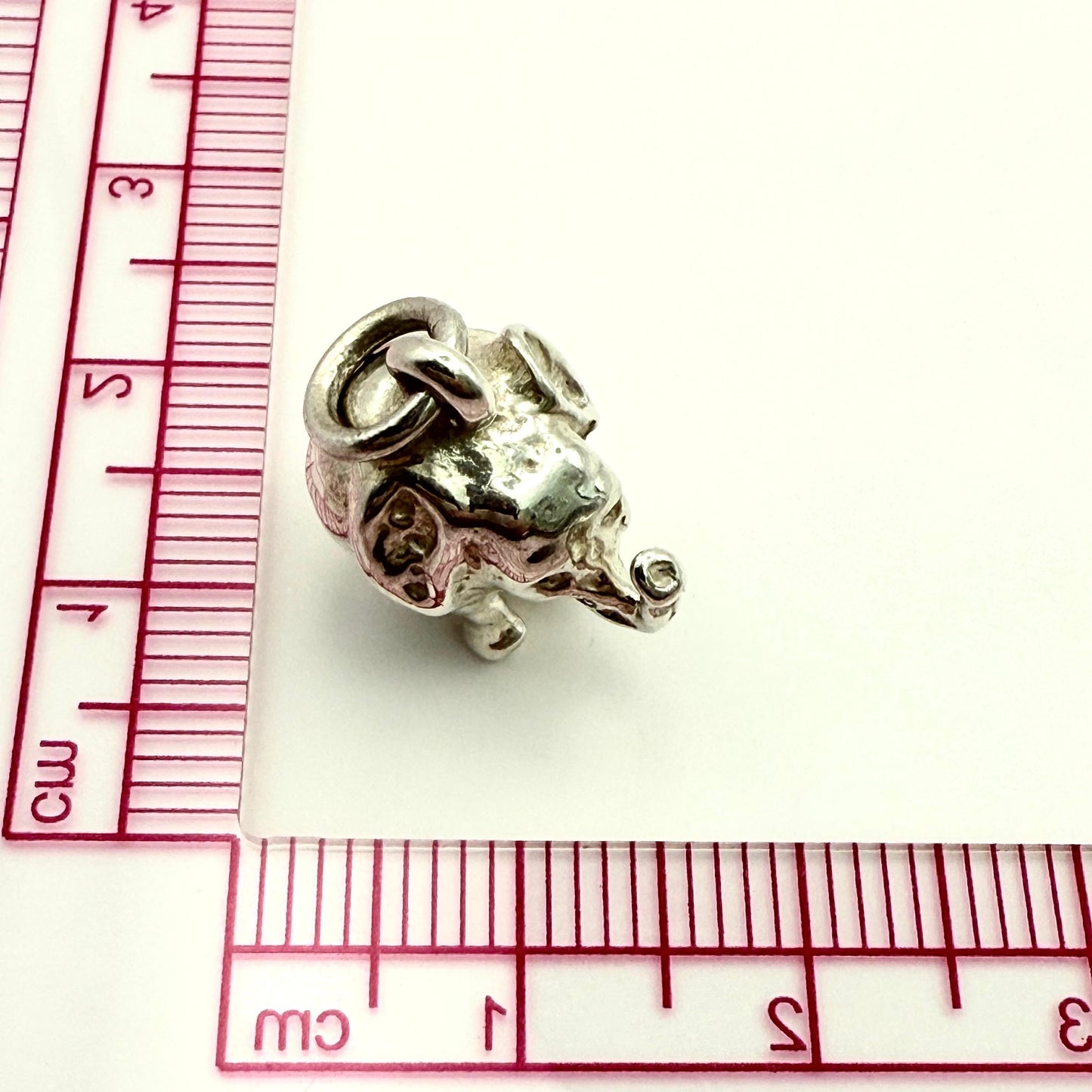 925 Sterling Silver Solid Round Baby Elephant Pendant
