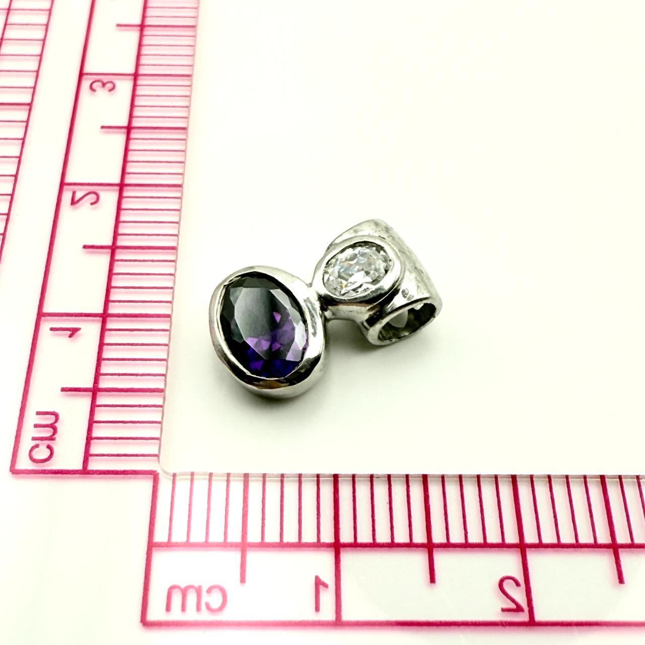 925 Sterling Silver Amethyst and Moissanite Pendant