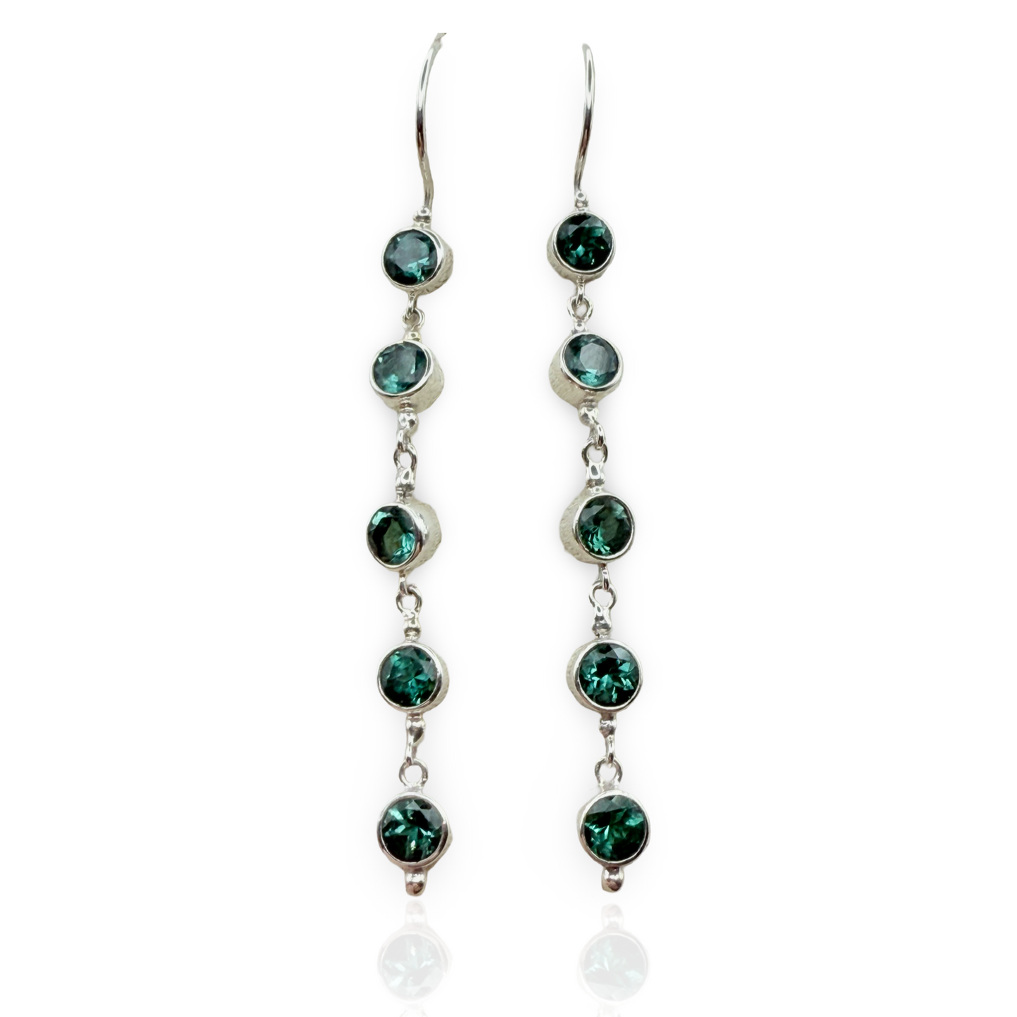 925 Sterling Silver Semi-precious Blue/green Tourmaline Earrings