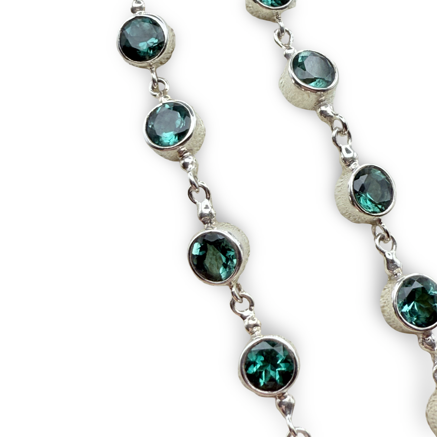 925 Sterling Silver Semi-precious Blue/green Tourmaline Earrings