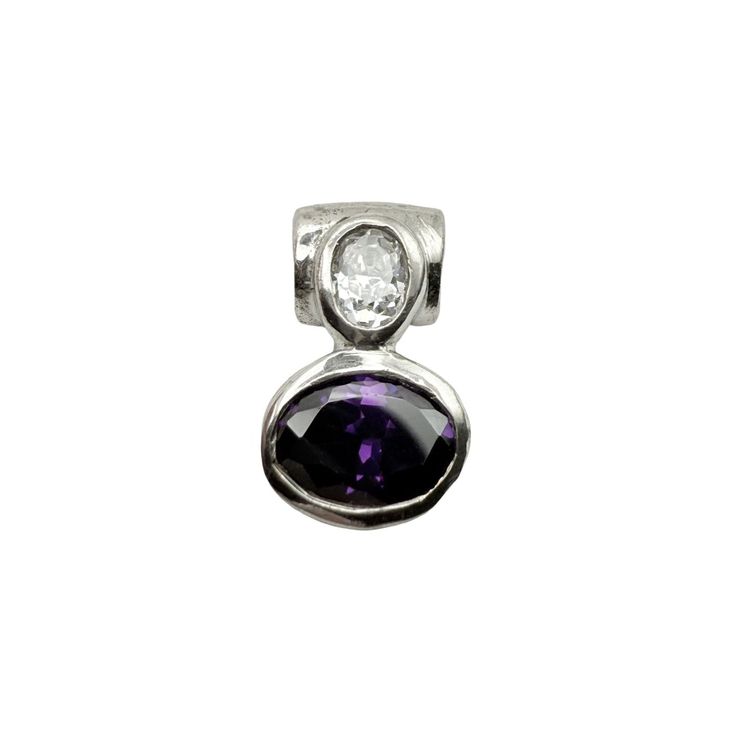 925 Sterling Silver Amethyst and Moissanite Pendant