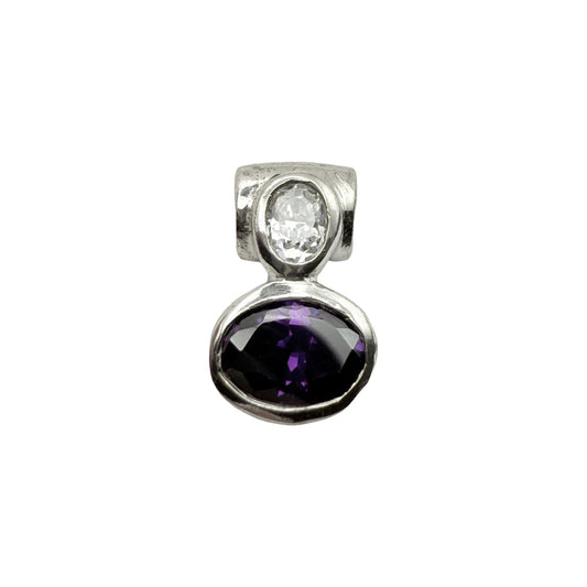 925 Sterling Silver Amethyst and Moissanite Pendant