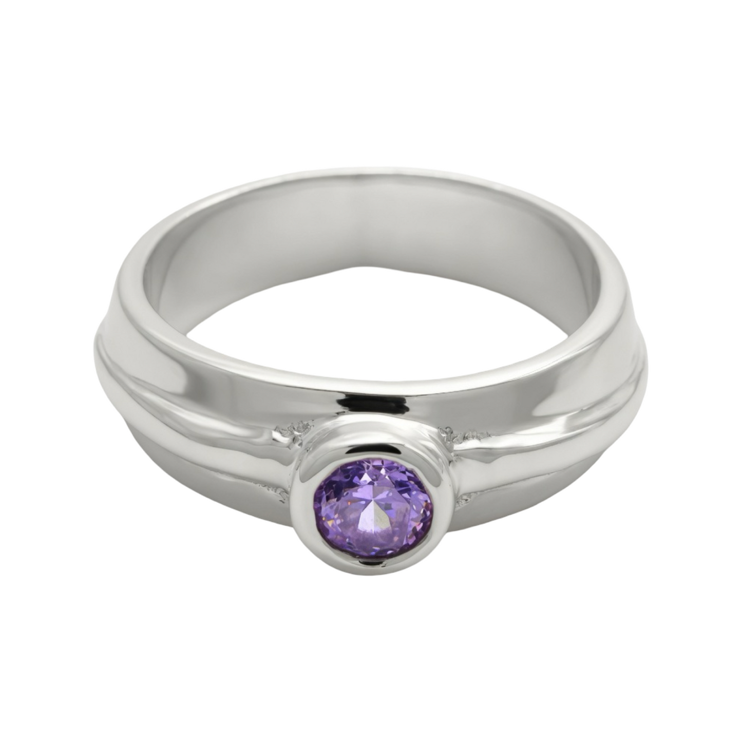 Lavender Amethyst Aura handmade Ring Sterling Silver 925
